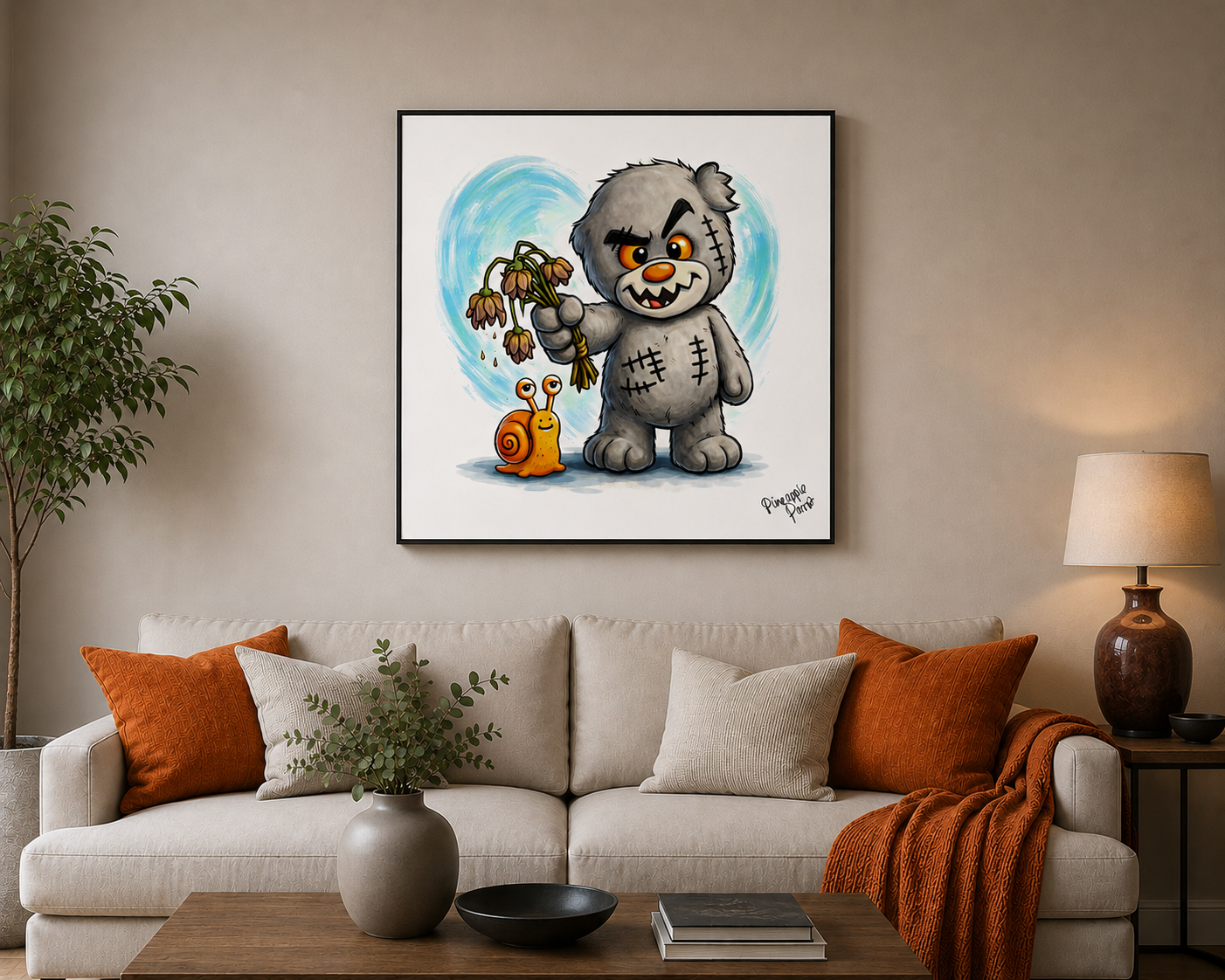 "Scratty Ted Says Sorry" - Square Canvas Print (Various Sizes Available)