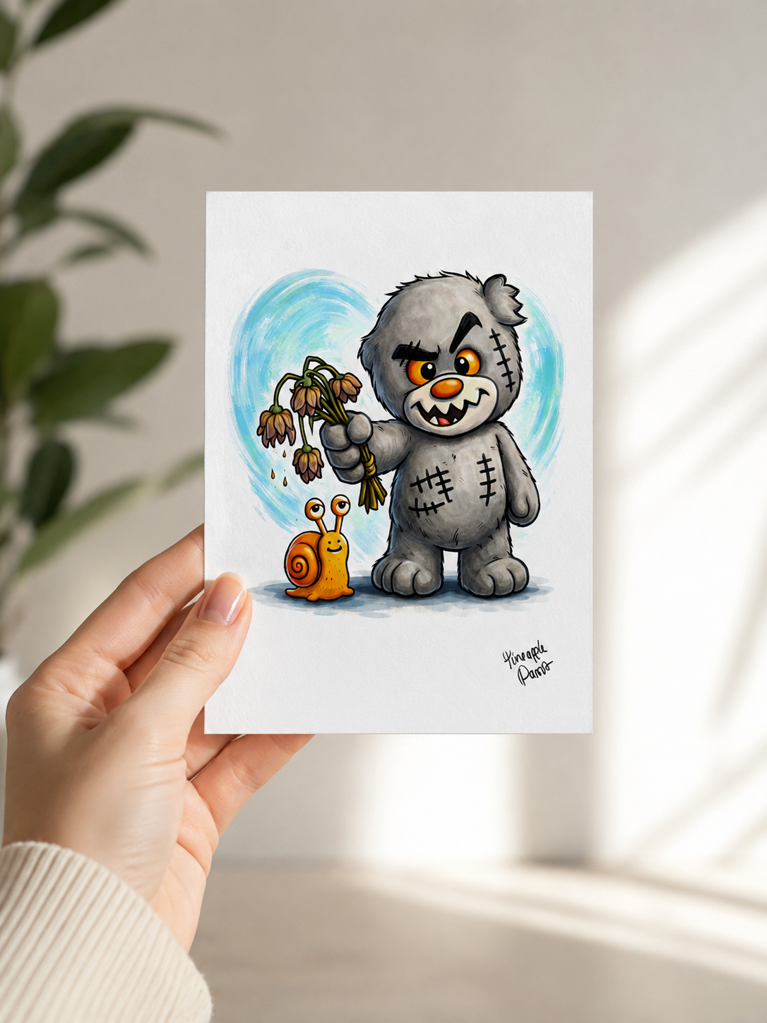 "Scratty Ted Says Sorry" - Postcard-Style Print (A6 and A5)