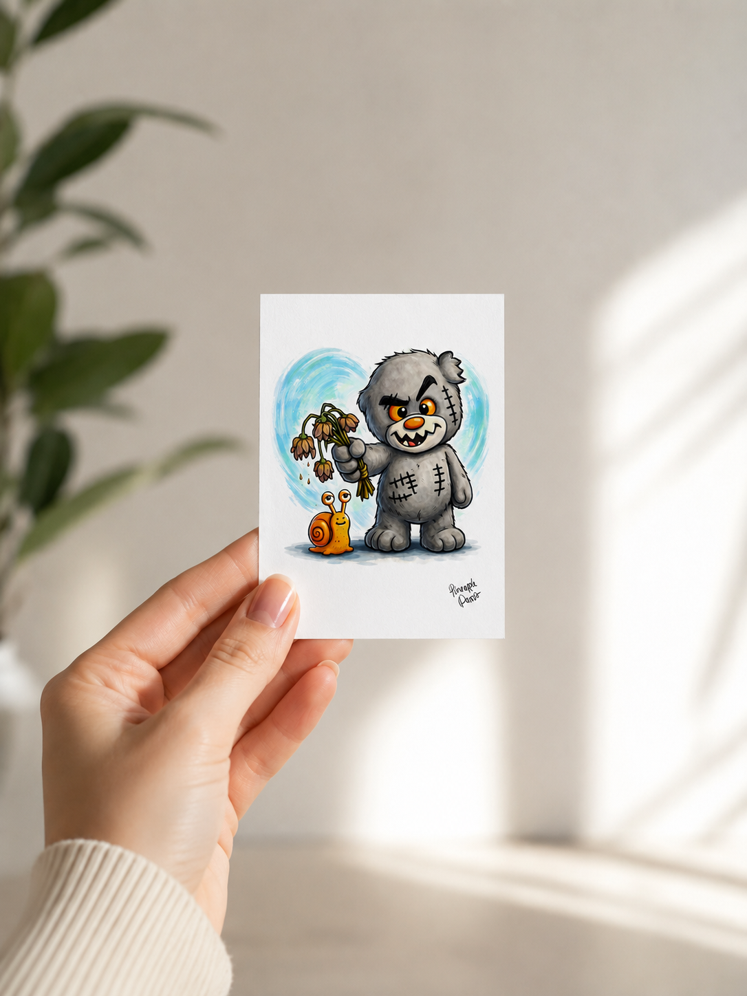 "Scratty Ted Says Sorry" - Postcard-Style Print (A6 and A5)