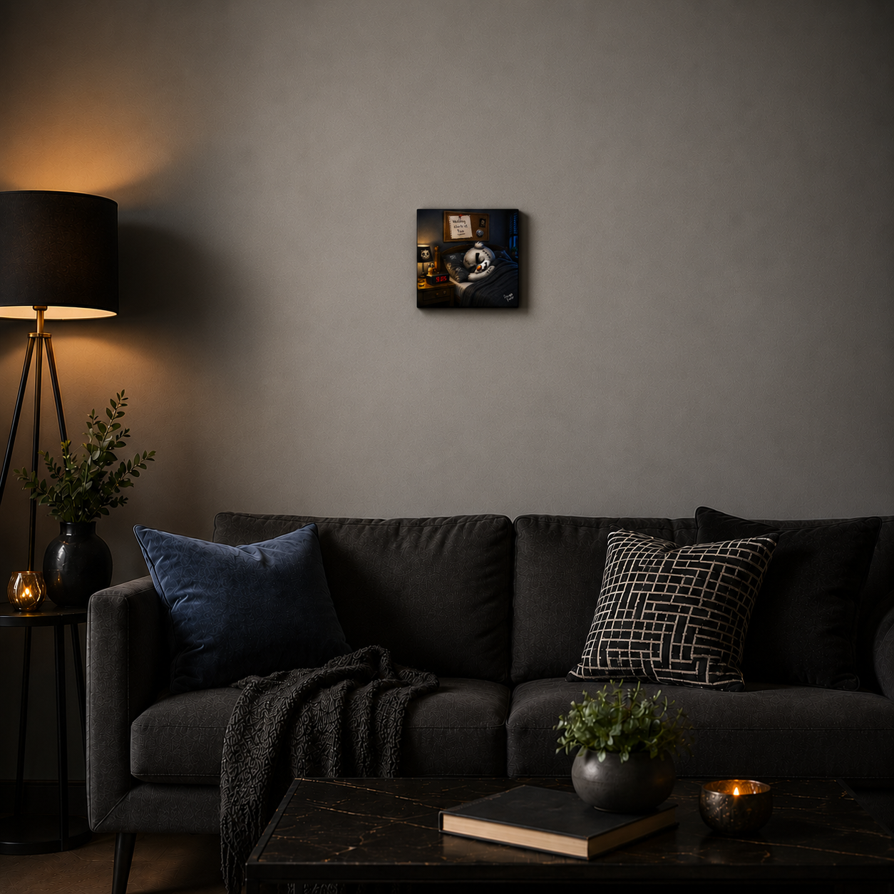 "Scratty Ted's Nice Little Lie In" - Square Canvas Print (Various Sizes Available)