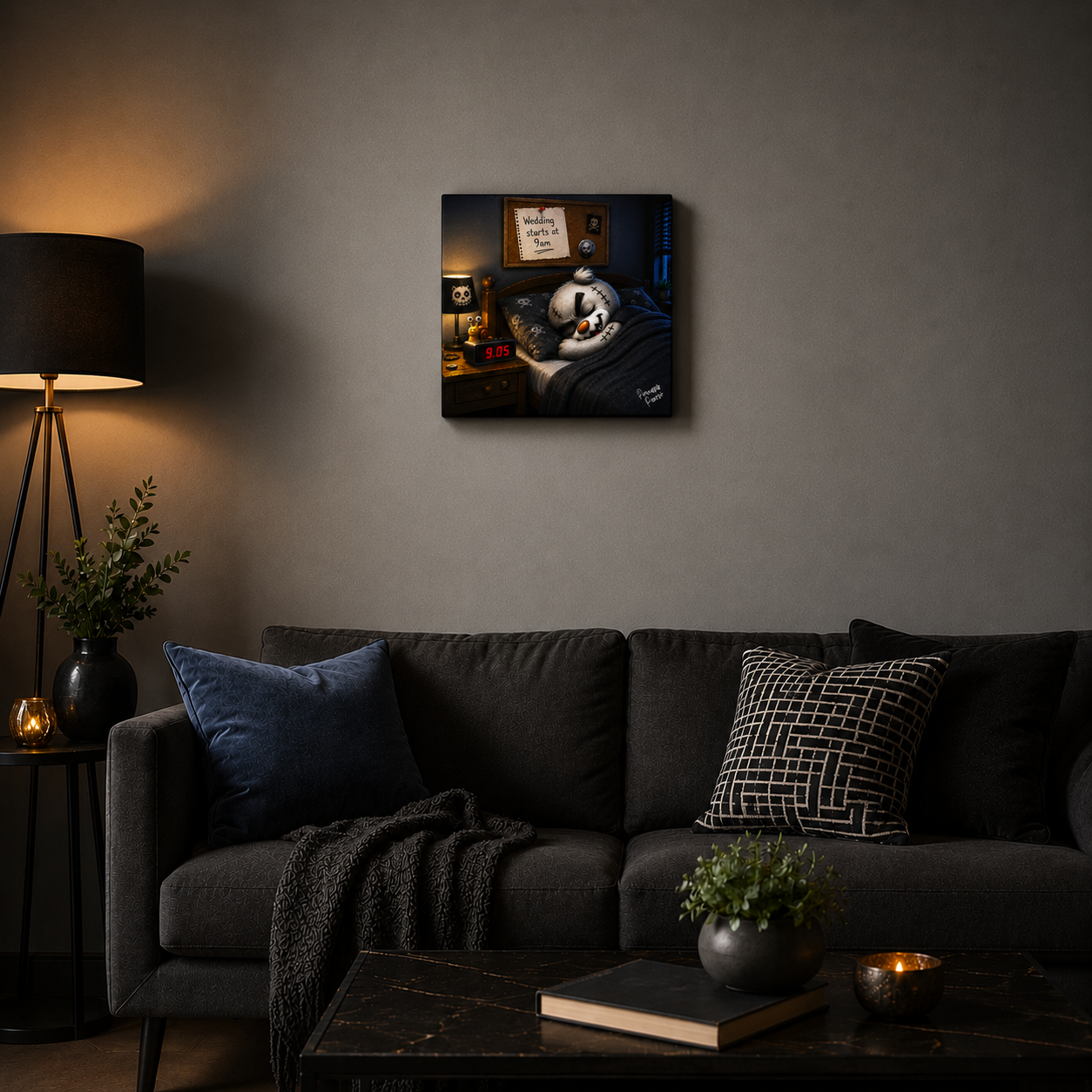 "Scratty Ted's Nice Little Lie In" - Square Canvas Print (Various Sizes Available)