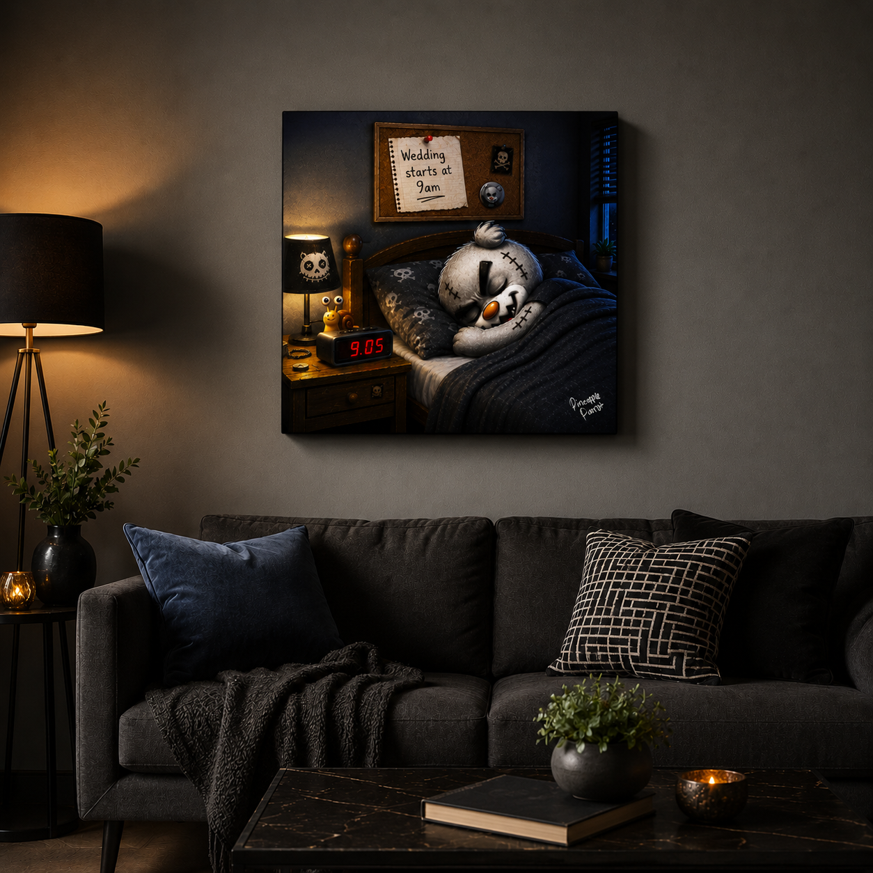 "Scratty Ted's Nice Little Lie In" - Square Canvas Print (Various Sizes Available)