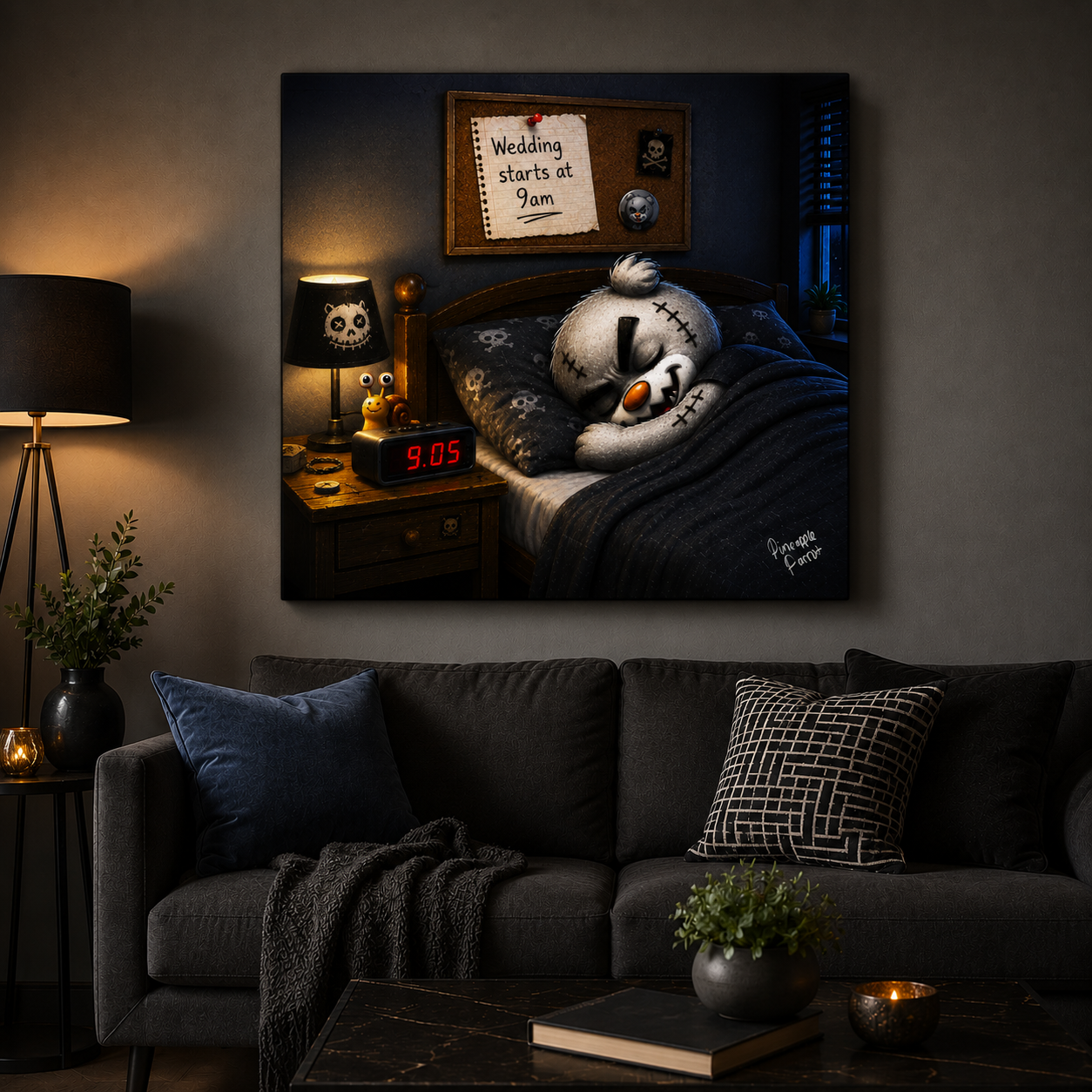 "Scratty Ted's Nice Little Lie In" - Square Canvas Print (Various Sizes Available)
