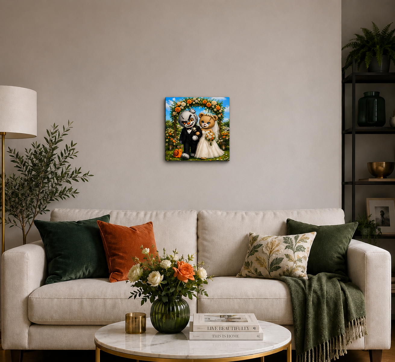 "Scratty Wedding" - Square Canvas Print (Various Sizes Available)