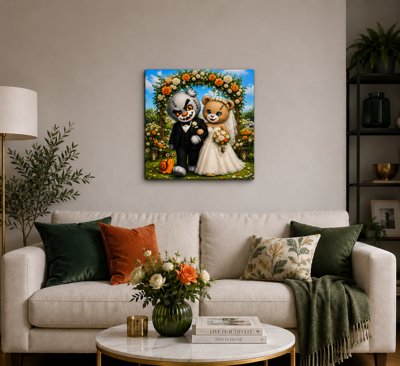 "Scratty Wedding" - Square Canvas Print (Various Sizes Available)