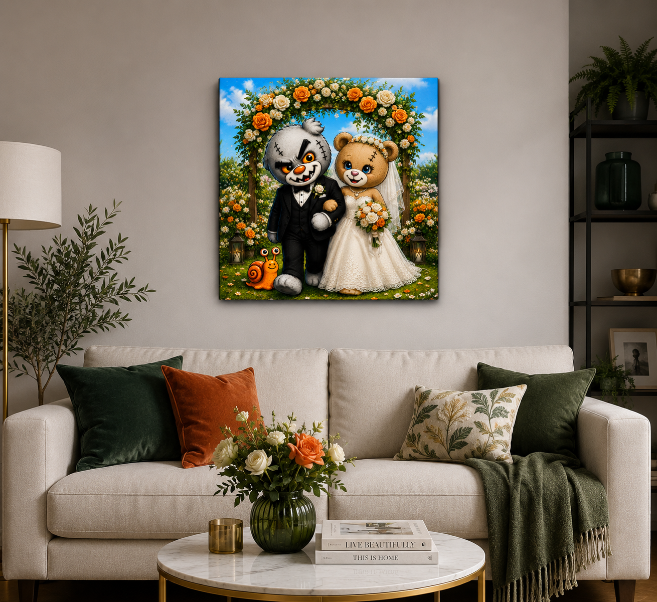 "Scratty Wedding" - Square Canvas Print (Various Sizes Available)