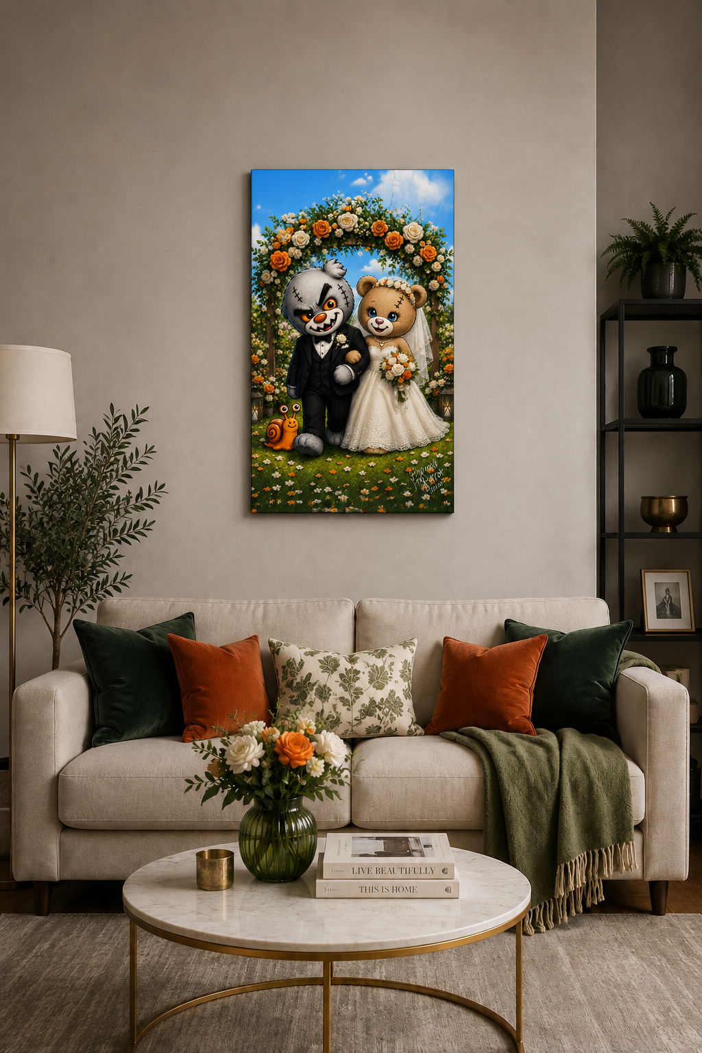 "Scratty Wedding" - Portrait Canvas Print (Various Sizes Available)