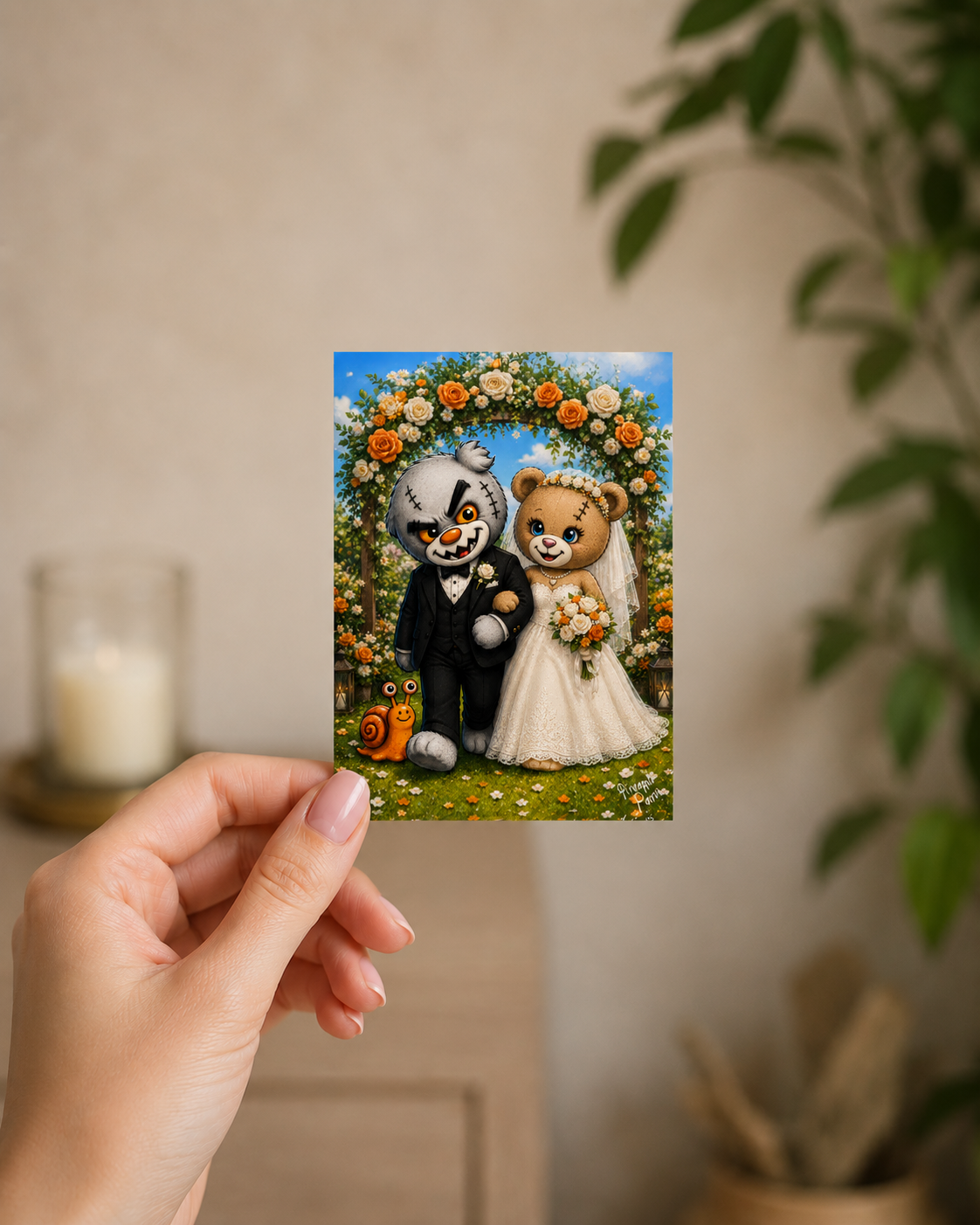 "Scratty Wedding" - Postcard-Style Print (A6 and A5)