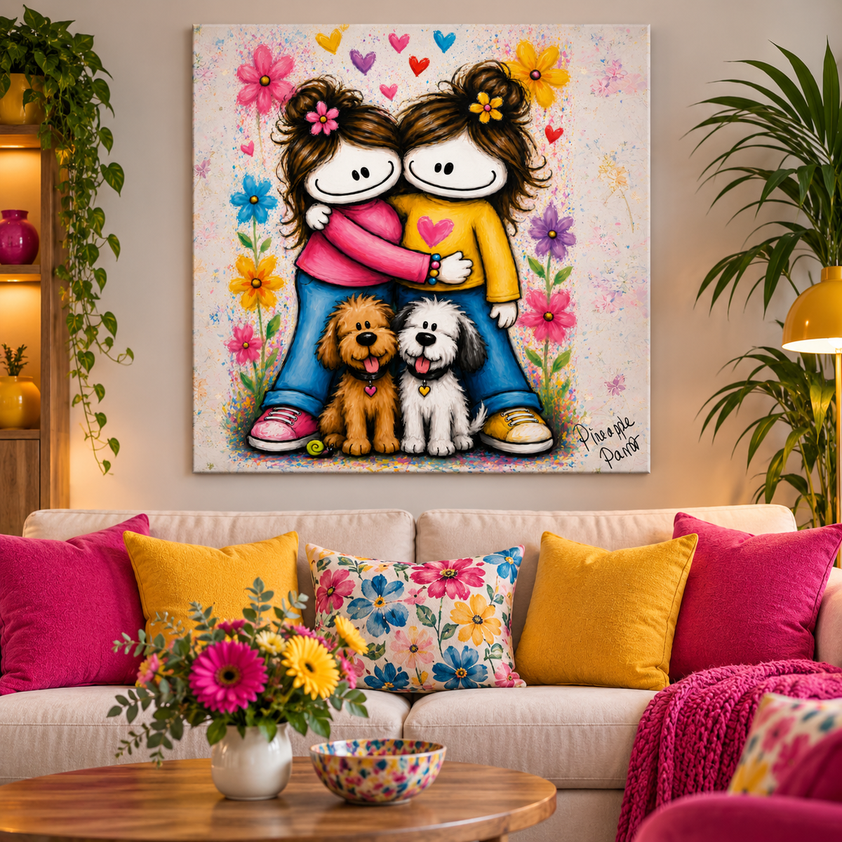 "Stevo and Friends: BFFs!" - Square Canvas Print (Various Sizes Available)