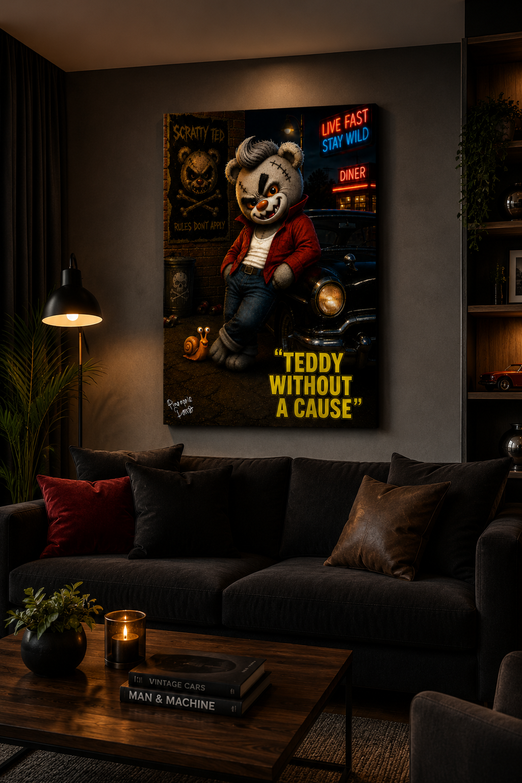 "Teddy Without A Cause" - Portrait Canvas Print (Various Sizes Available)