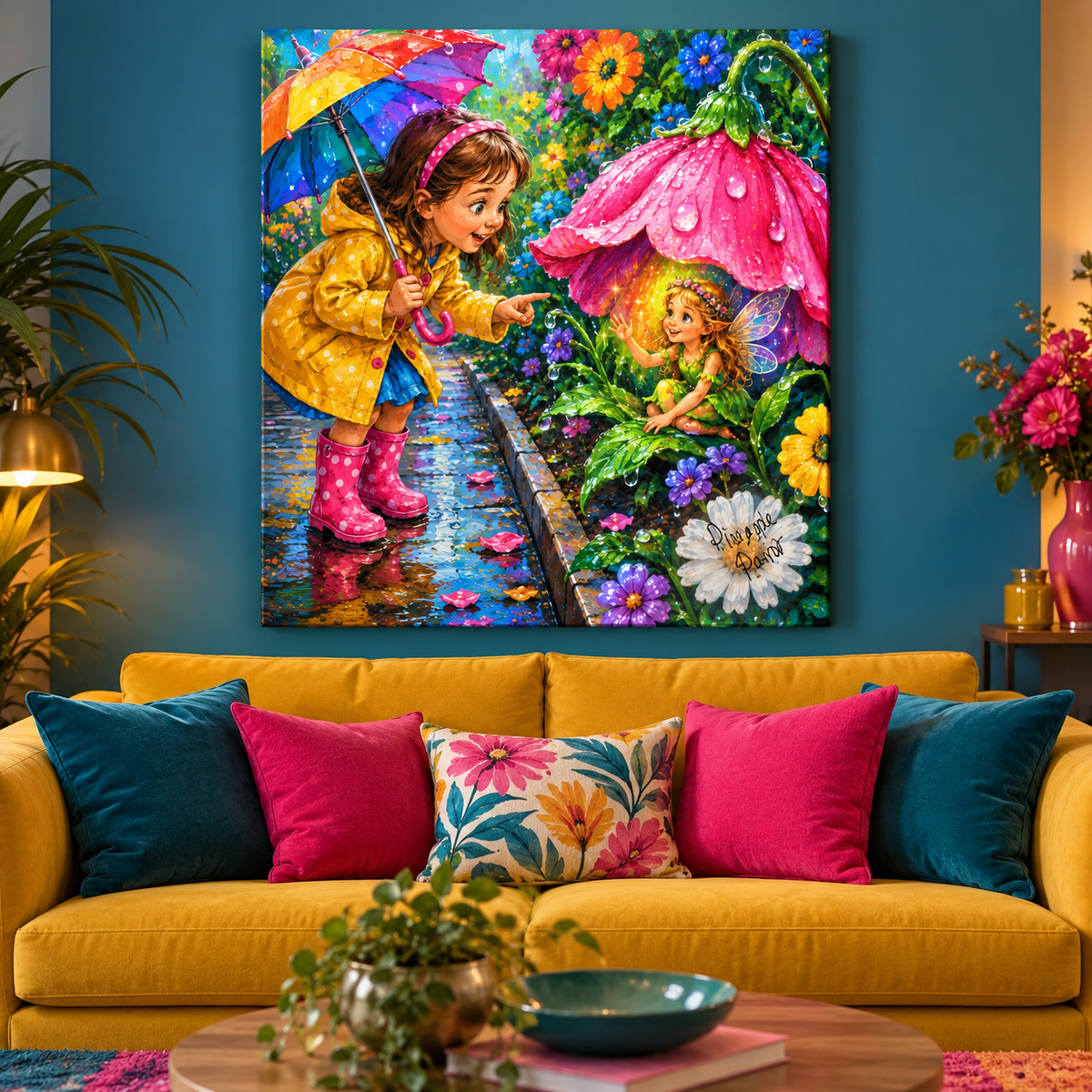 "Fairies Live Among Us - Livia" - Square Canvas Print (Various Sizes Available)
