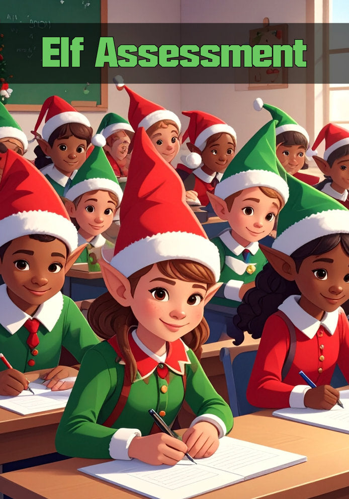 Elf Assessment - Humorous Cartoon Elf Themed A5 Christmas Card