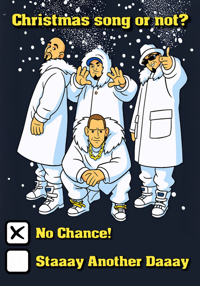 Christmas Song or Not (No) - Humorous Cartoon East 17 Stay Themed A5 Christmas Card