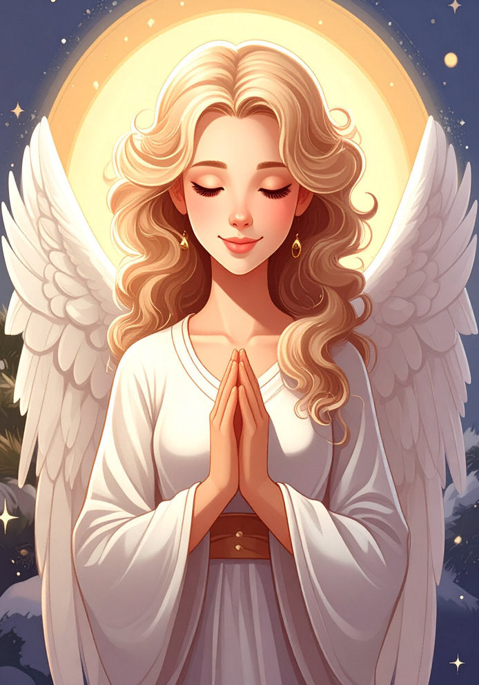 Traditional Christmas Angel - Artistic/Arty Cartoon Themed A5 Christmas Card