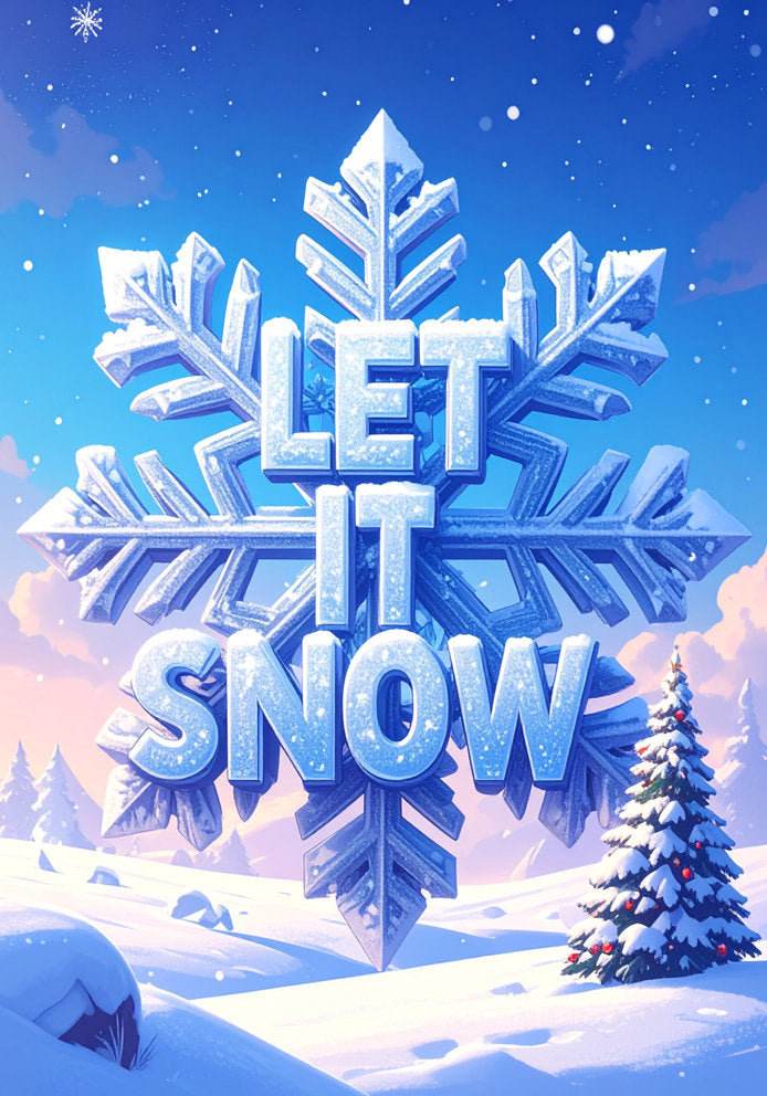 Let it Snow - Bold Modern Snow/Snowflake Cartoon Themed A5 Christmas Card