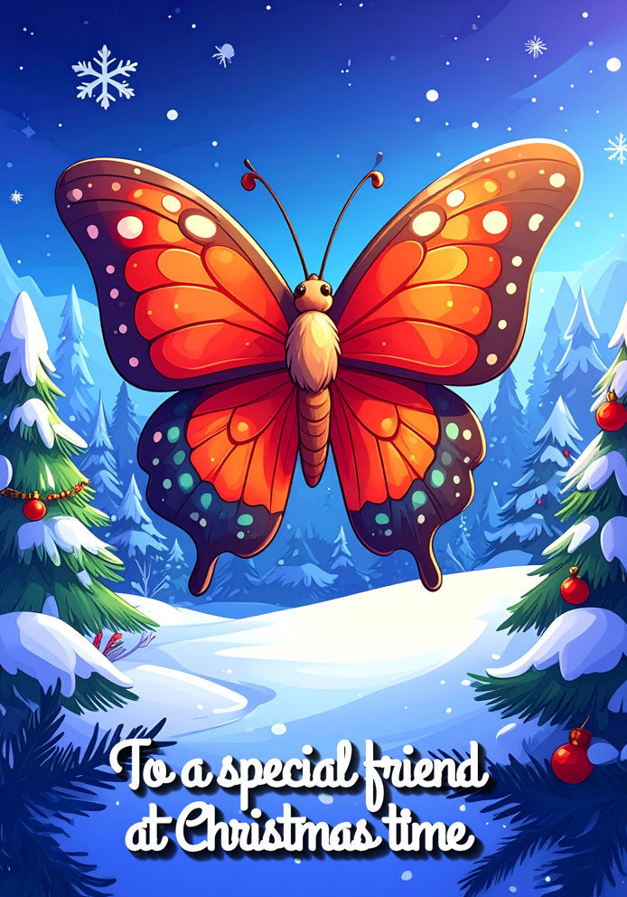 To a Special Friend - Gorgeous Butterfly Themed A5 Christmas Card